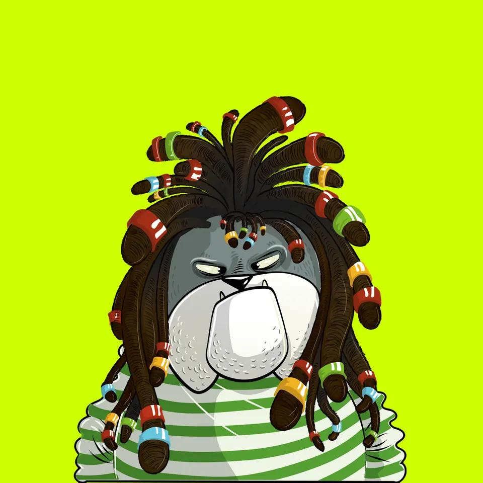 Bob with colored dreadlocks and a green striped shirt